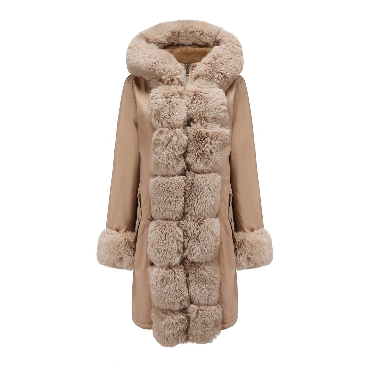 Women's Cozy Hooded Parka with Detachable Fur Collar    