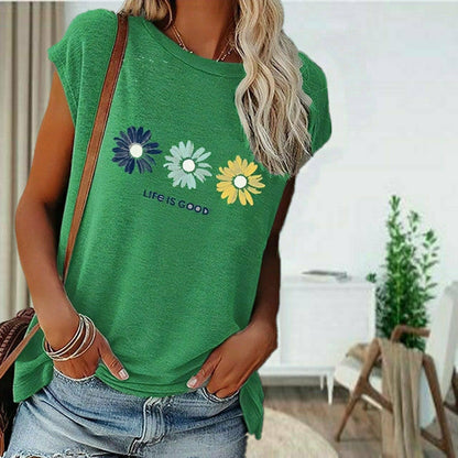 Casual Daisy Print T-Shirt Dark Gray Best Sellings clothes Sale tops Topseller