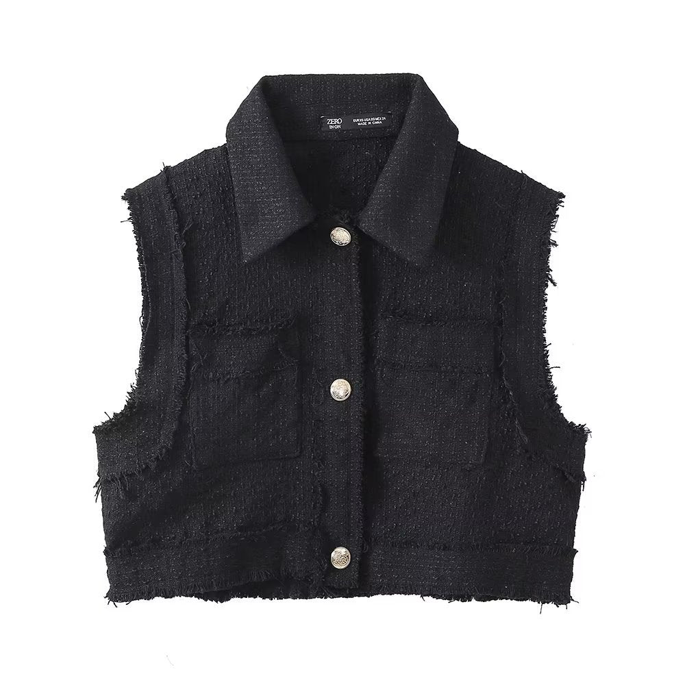 Fashionable Loose Texture Short Vest for Women's Winter Clothing    