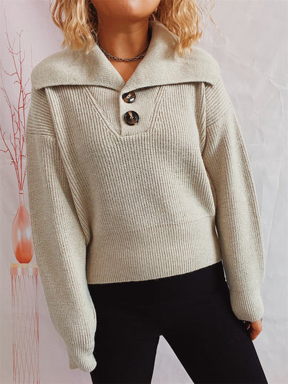 Professional Chic Collared Knit Sweater for Women    