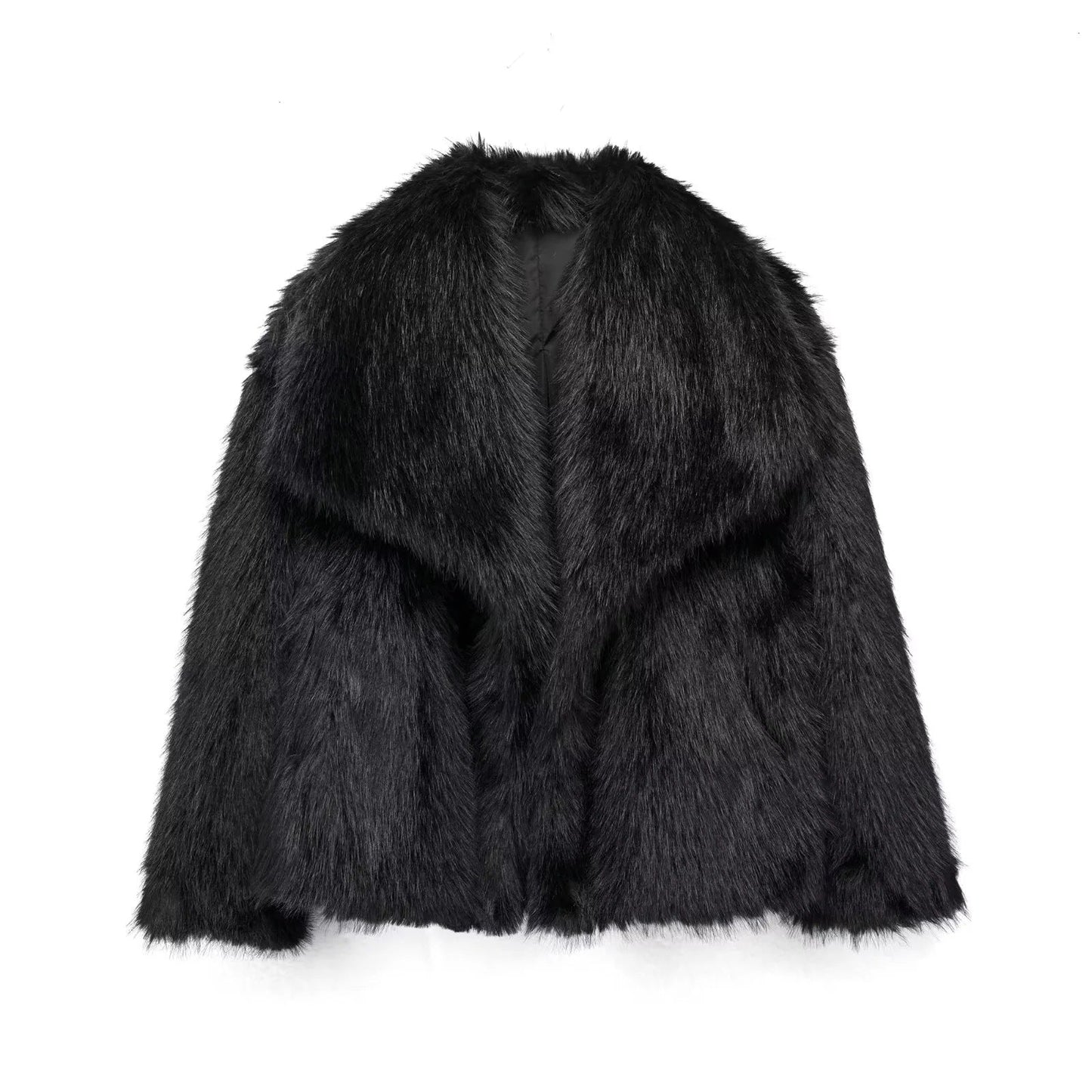 Stylish Faux Mink Fur Winter Coat with Pocket    