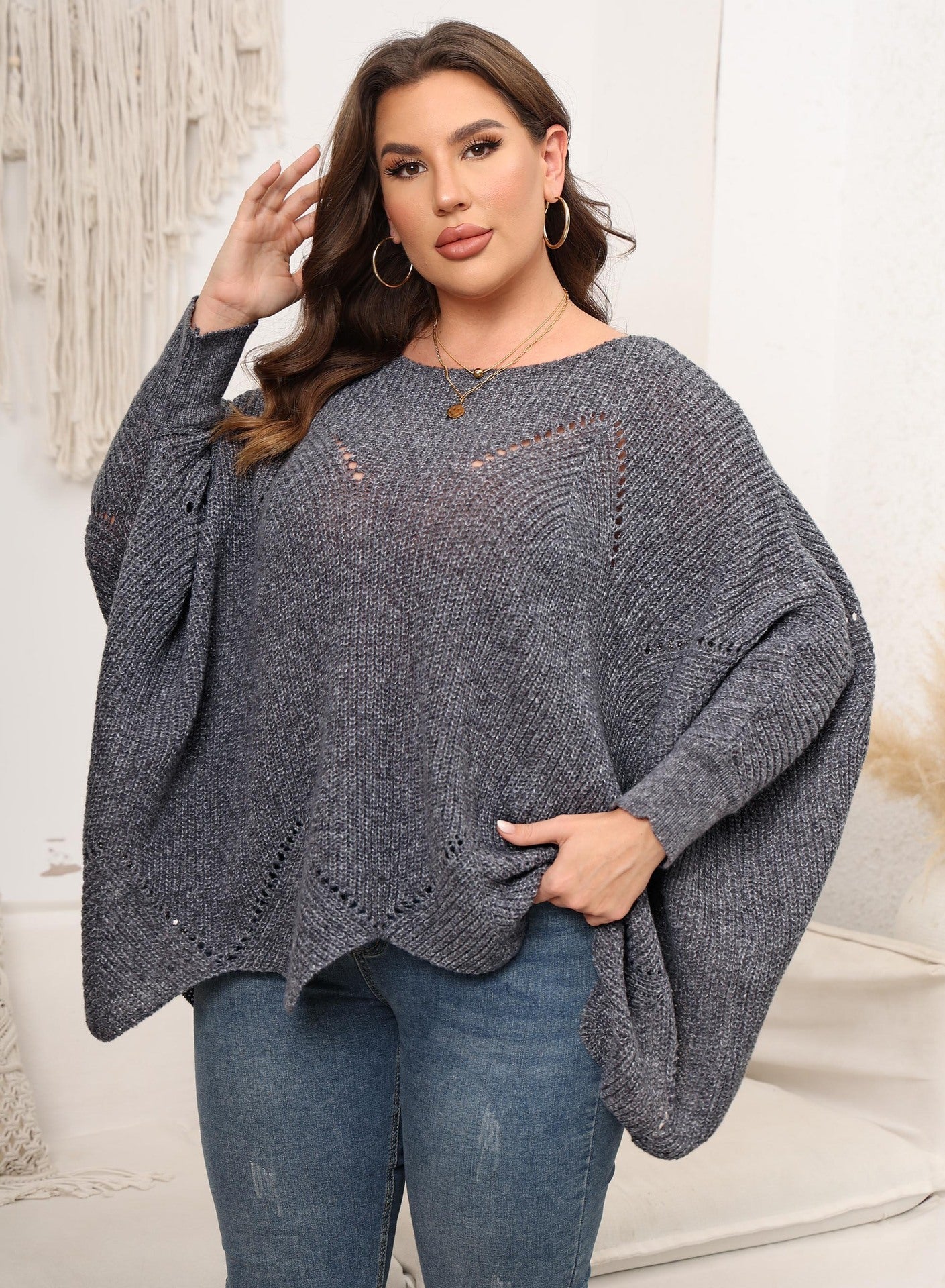 Stylish Plus Size Women's Woven Pullover for Autumn and Winter    