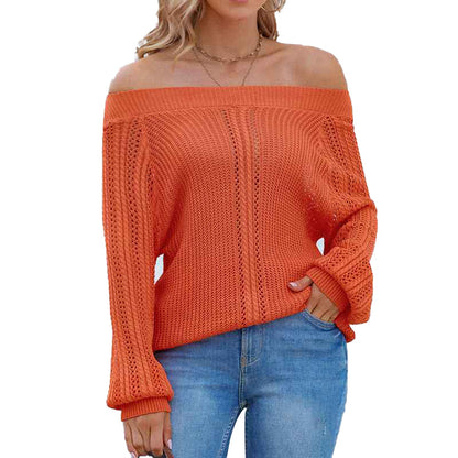 Blue-Womens-Sexy-Off-Shoulder-Long-Sleeve-Winter-Sweaters-Casual-Pullover-Solid-Loose-Knit-Jumper-Fall-Tunic-Tops-K441