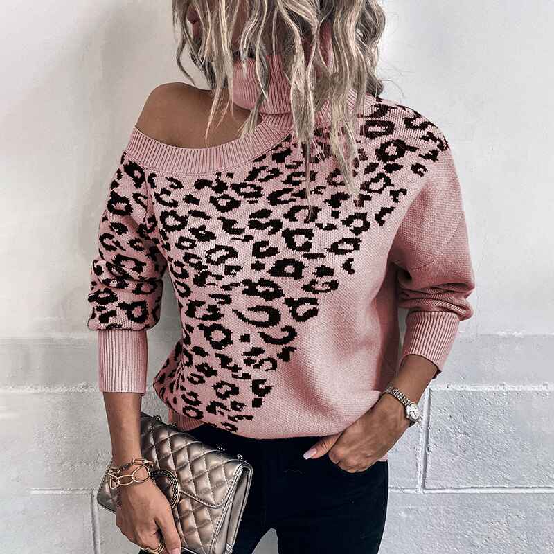 Army-Green-Womens-Turtleneck-Sweaters-Leopard-Print-Stitching-Knit-Pullover-Off-Shoulder-Comfy-Sweater-Tops-K417