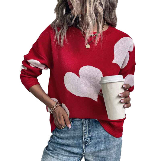 White-Womens-Cute-Heart-Knitted-Sweaters-Long-Sleeve-Crew-Neck-Pullover-Sweater-K465