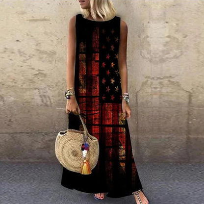 Beatrice® | Modern bedrucktes, ärmelloses Kleid mit O-Ausschnitt