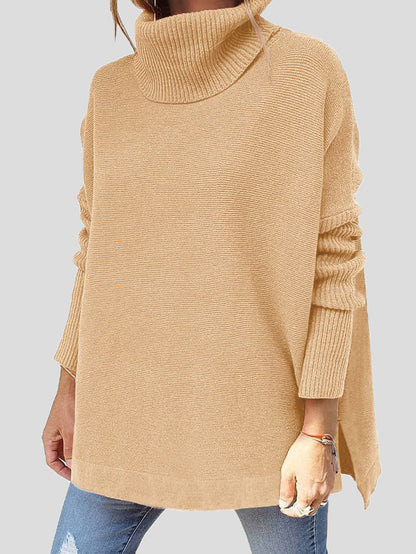 Women's Sweaters Turtleneck Pullover Long Sleeve Split Sweater - LuckyFash™