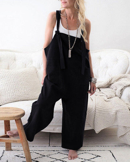 Retro Dungarees Summer Pants Jumpsuits Overalls Playsuit Bib Pants Linen Casual Loose Jumpsuit