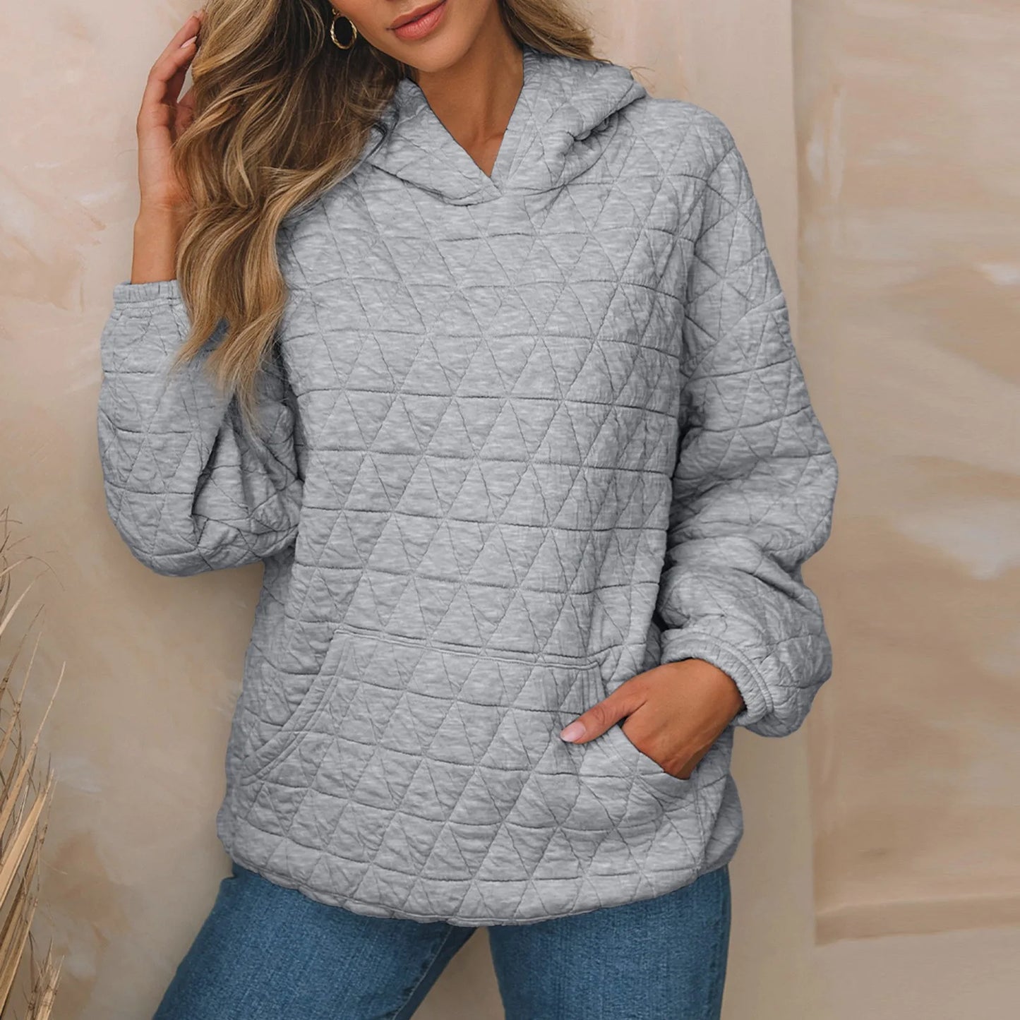 Sweatshirts- Sweatshirt Quilted Hoodie Kangaroo Pouch- - IndioGear.com