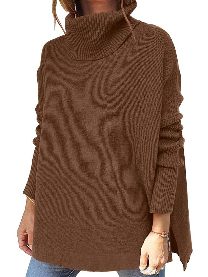 Simple Style Comfy Turtle Neck Solid Color Sweater For Women Shopvhs.com