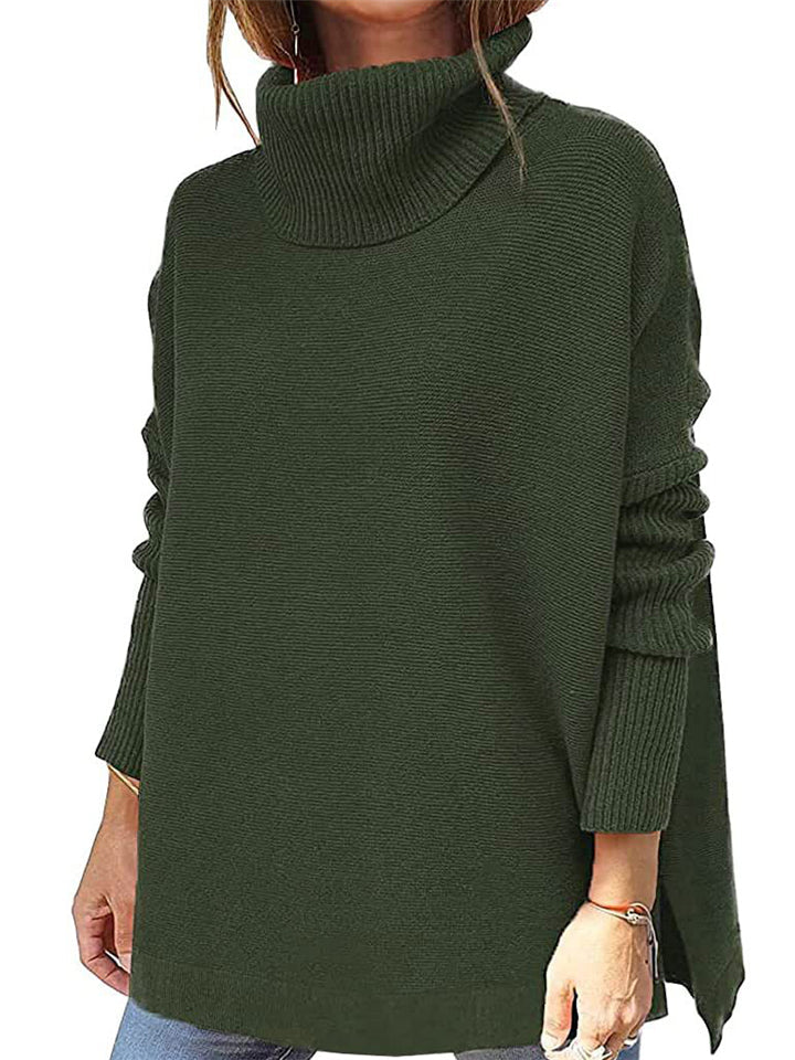 Simple Style Comfy Turtle Neck Solid Color Sweater For Women Shopvhs.com