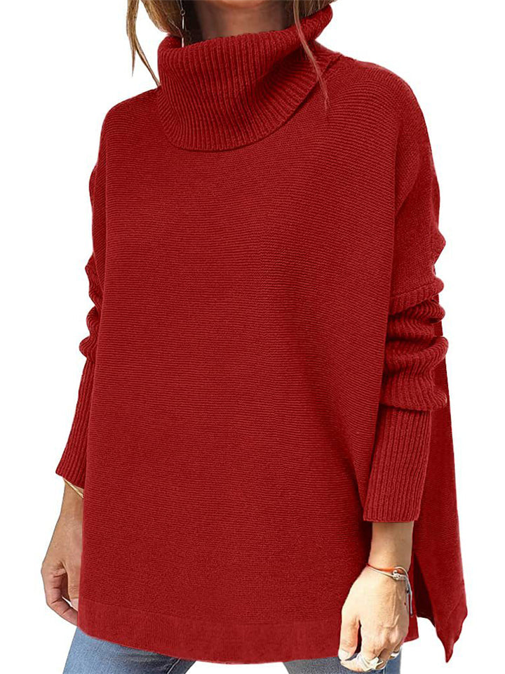 Simple Style Comfy Turtle Neck Solid Color Sweater For Women Shopvhs.com