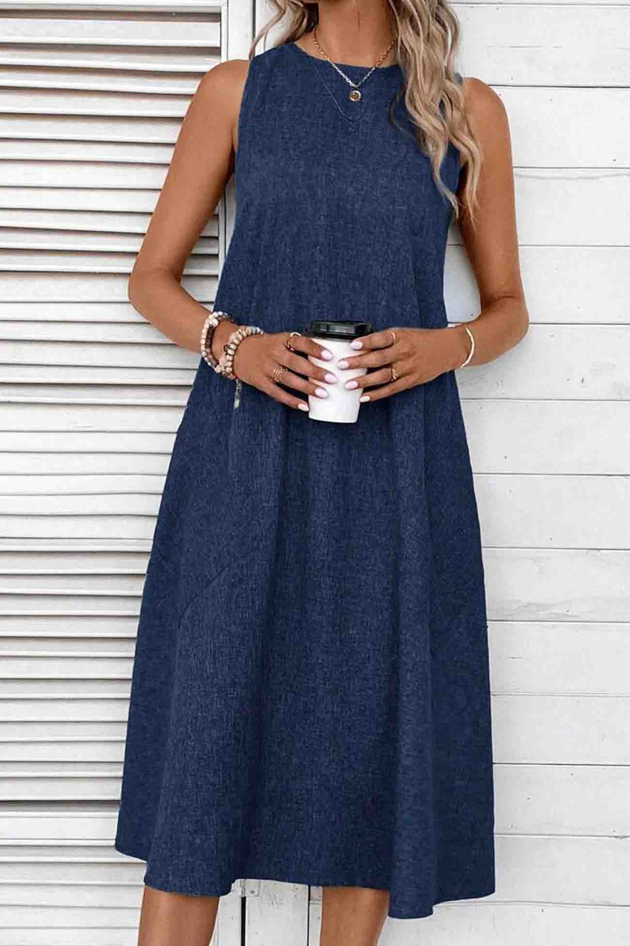 Greta® | Sleeveless Pocket Midi Dress