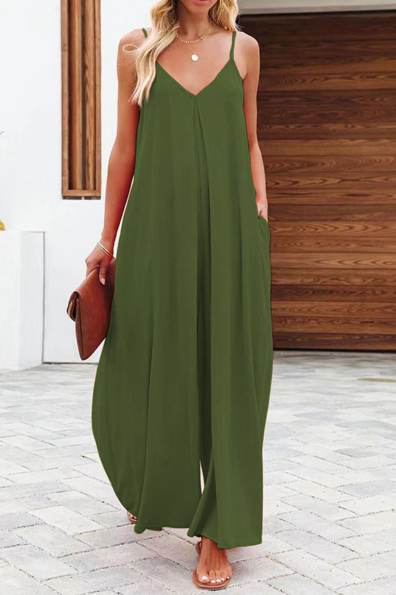 Vivien® | Solid Pocketed Wide Leg Cami Jumpsuits