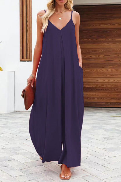 Vivien® | Solid Pocketed Wide Leg Cami Jumpsuits