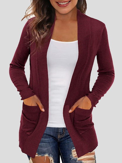 Solid Pocket Knitted Sweater Cardigan Shopvhs.com