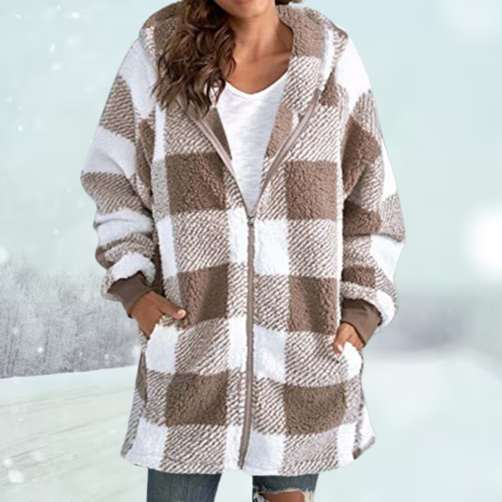 Ellie® | Dick karierte Jacke mit Kapuze