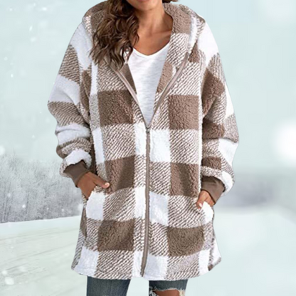 Ellie® | Dick karierte Jacke mit Kapuze