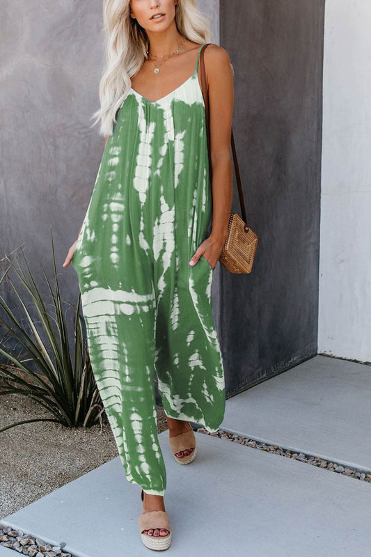 Tina® | V-Ausschnitt Tie Dyed Jumpsuits