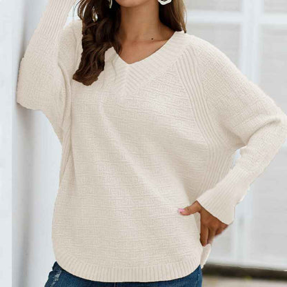 Pink-Womens-Long-Sleeve-Knit-Sweater-Side-Button-Pullover-V-Neck-Mid-Length-Tunic-Jumper-Sweater-K364