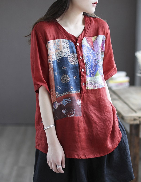 Women's Summer Printed Linen Loose Shirt New arrivals Women's Clothing 42.80