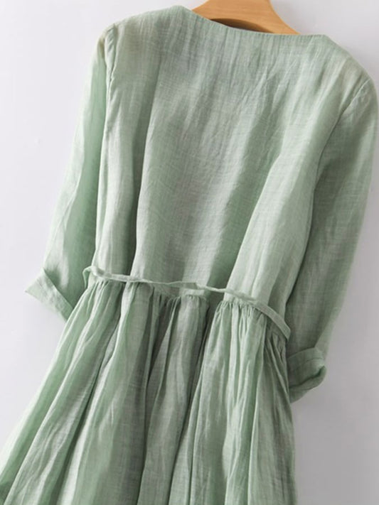 Ada® | Cotton Linen Ruffle Dress