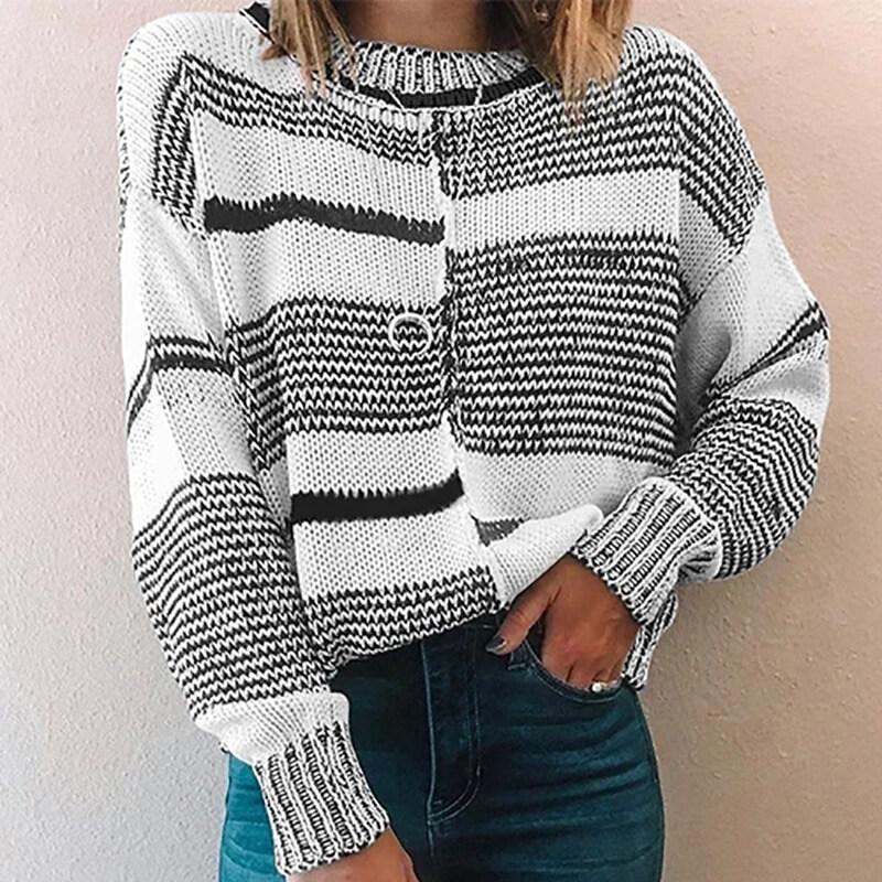 Patchwork Striped Pullover Sweater