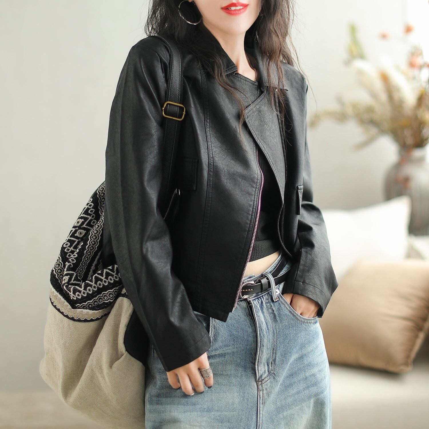 Autumn Fashion Stylish Casual Leather Jacket