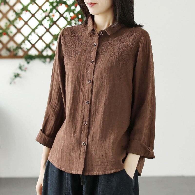 Autumn Retro Casual Loose Cotton Blouse