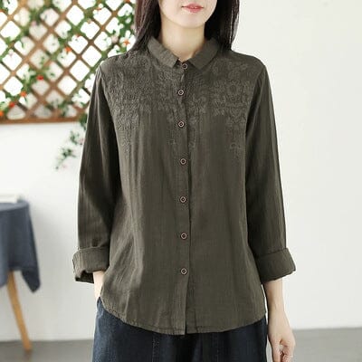 Autumn Retro Casual Loose Cotton Blouse