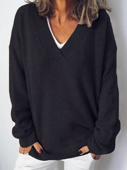 V-Neck Dropped Shoulder Sweater - Sydney So Sweet