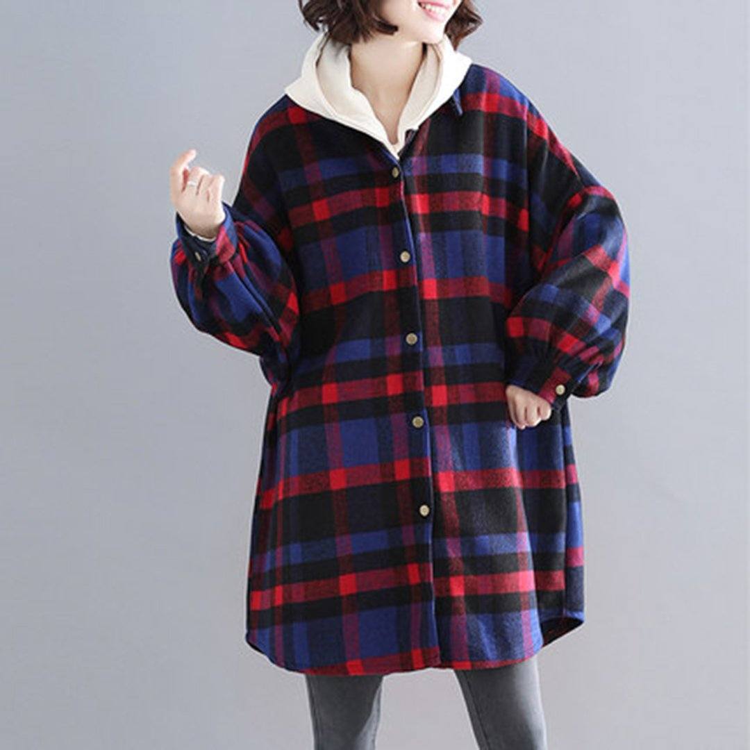 BABAKUD Plus Size Plaid Hooded Autumn Coat