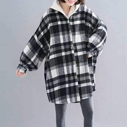 BABAKUD Plus Size Plaid Hooded Autumn Coat