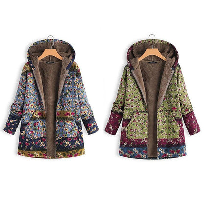 BABAKUD Winter Hooded Composite Coat Print Women's  Coat Jacket/ M-5XL