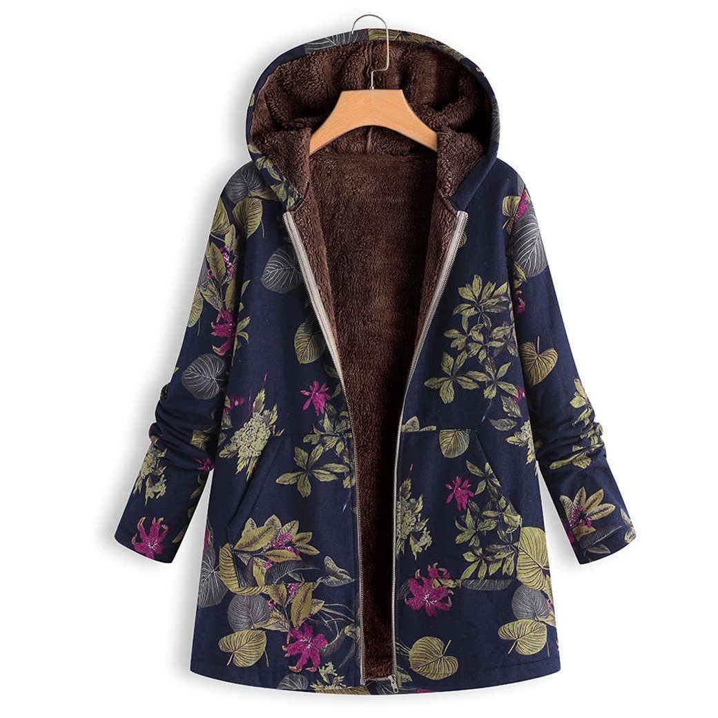 BABAKUD Winter Hooded Composite Coat Print Women's  Coat Jacket/ S-5XL