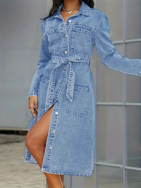 Antonia® | Modisches Denim-Kleid mit langen Ärmeln