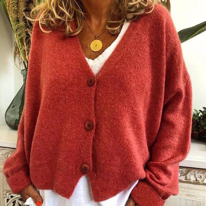 Pure Color With Button Cardigan