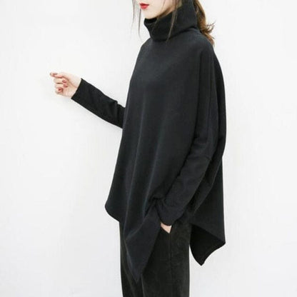 Buddha Trends Asymmetrical Turtleneck Long Sleeve Shirt