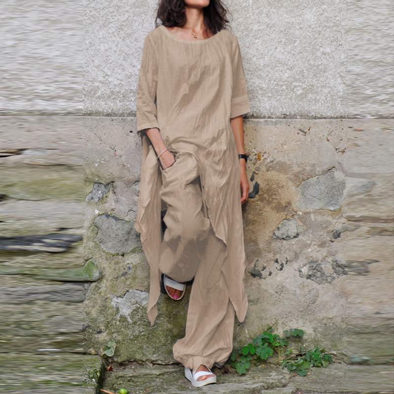 Buddha Trends Celmia Long Asymmetrical Shirt + Pants Set