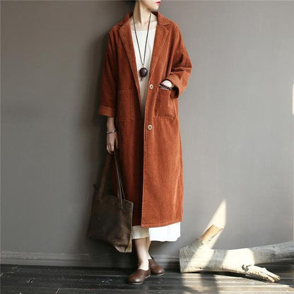 Casual Chic Corduroy Trench Coat dylinoshop