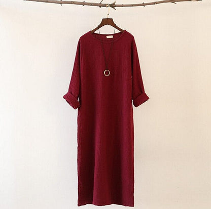 Buddha Trends Dress Loose Fluid Linen Dress | Zen