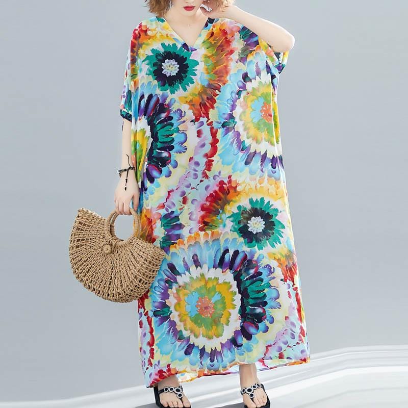 Buddha Trends Dress Tie-Dye Print Plus Size Hippie Dress