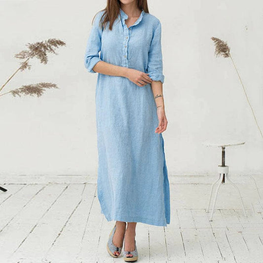 Buddha Trends Dress Zen Casual Button Up Blouse Dress  | Zen