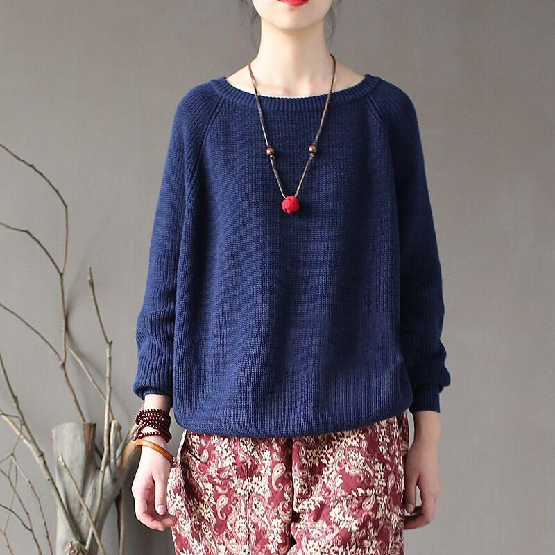 Buddha Trends Women's Sweaters Blue / One Size Casual Knitted Sweater