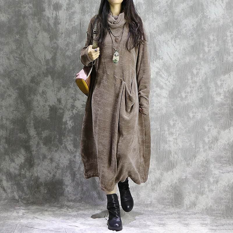 Corduroy Oversized Turtleneck Sweater Dress Buddhatrends