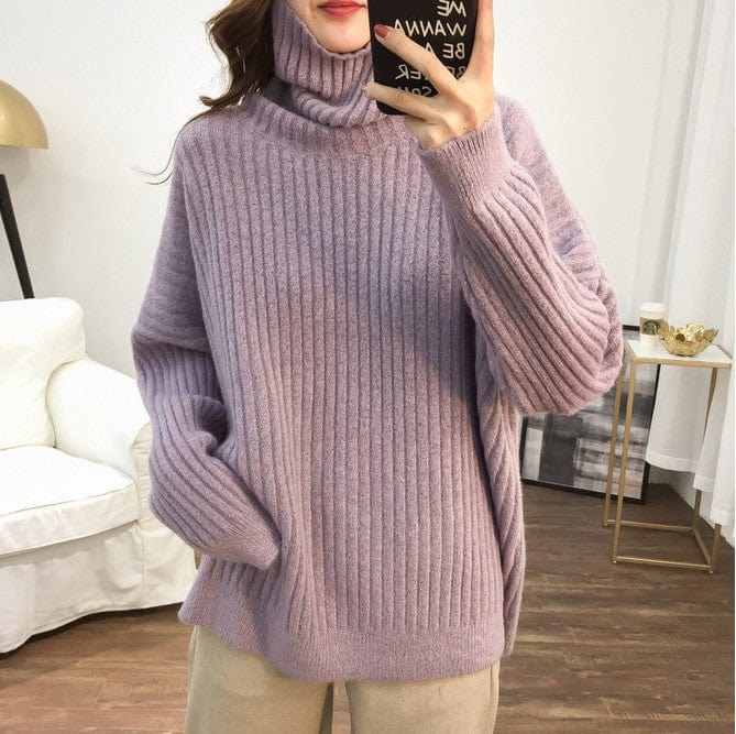 Buddhatrends Oversized Turtleneck Knitted Sweater