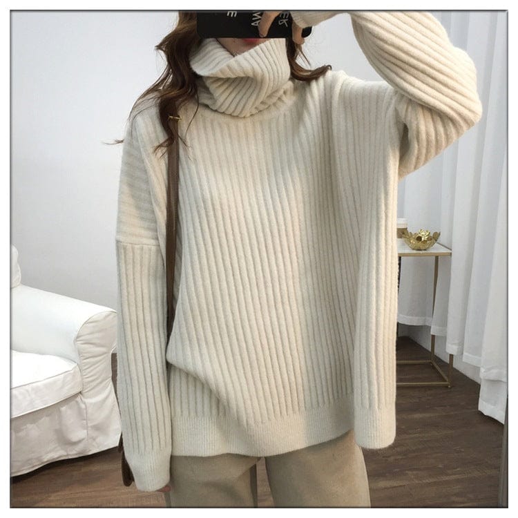 Buddhatrends Oversized Turtleneck Knitted Sweater