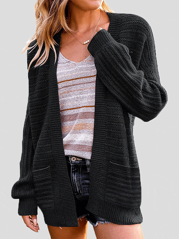 Casual Pocket Long Sleeve Knit Cardigan