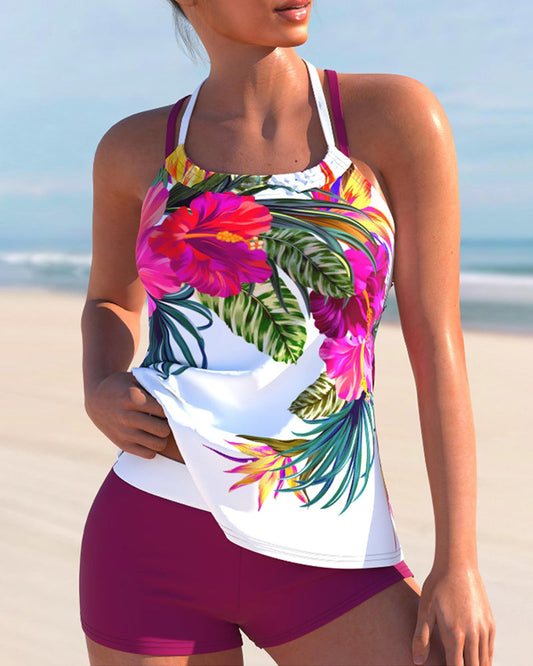 Rona|Neckholder-Tankini mit Blumenmuster