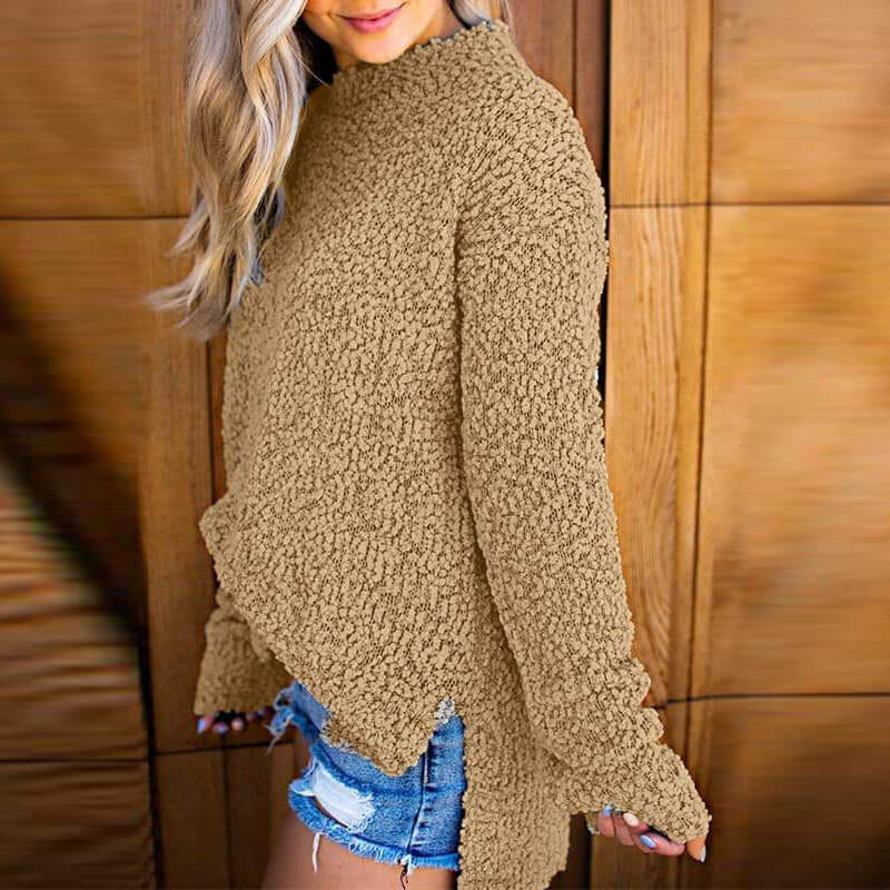 Cozy Popcorn Loft Pure Color Sweater